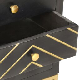 Berkfield Home Bedside Cabinet Black & Gold 40x30x50 cm Solid Mango Wood - Size: 40 x 30 x 50 cm - thumbnail 5