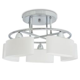 Berkfield Home Ceiling Lamp with Ellipsoid Glass Shades for 5 E14 Bulbs 200 W in White - thumbnail 2