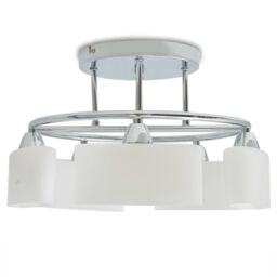 Berkfield Home Ceiling Lamp with Ellipsoid Glass Shades for 5 E14 Bulbs 200 W in White - thumbnail 3