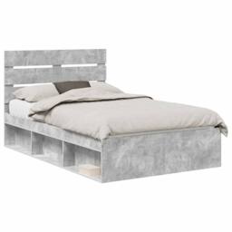 Berkfield Home Bed Frame with Headboard Concerte 120 x 200 cm Solid Pine Wood in Grey - thumbnail 2