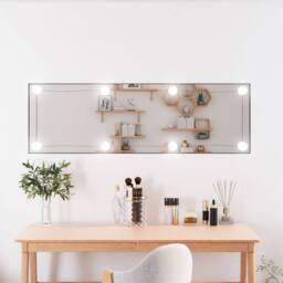 Berkfield Home Wall Mirror with LED Lights 30x100 cm Glass Rectangle in Silver