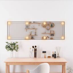 Berkfield Home Wall Mirror with LED Lights 30x100 cm Glass Rectangle in Silver - thumbnail 3