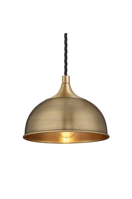 Industville Chelsea Dome Pendant, 8 Inch, Brass, Brass Holder in Bronze
