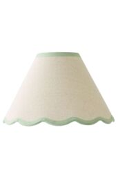 ValueLights Florie Natural Linen Small Tapered Lamp Shade with Scallop Pastel Trim in Green - thumbnail 6