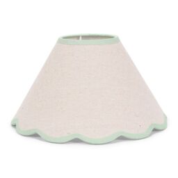 ValueLights Florie Natural Linen Small Tapered Lamp Shade with Scallop Pastel Trim in Green - thumbnail 2