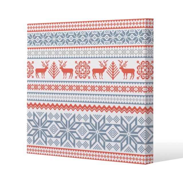 Benjamin Tate Design Christmas background with deer (canvas) / 101 x 101 x 4cm in Natural - Size: 101 x 101 x 4 cm - image 1