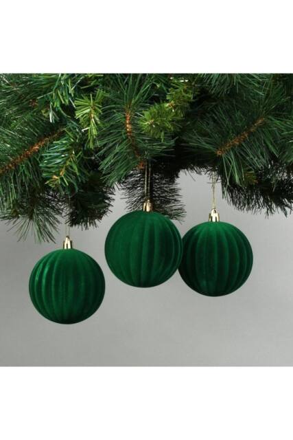 KDMD 8cm Green Velvet Watermelon Baubles Set of 6 - image 1
