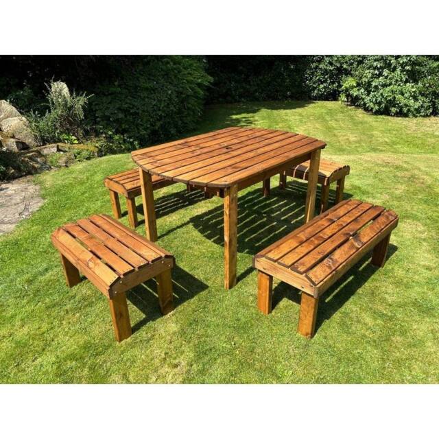 Charles Taylor Knights Six Seater Garden Furniture Rectangular Set - Fully Assembled in Light Brown - image 1