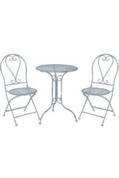 Glamhaus Metal Bistro 3 Piece Set Garden Patio Furniture Antique Blue