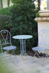 Glamhaus Metal Bistro 3 Piece Set Garden Patio Furniture Antique Blue - thumbnail 4