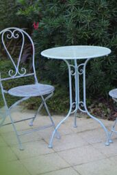 Glamhaus Metal Bistro 3 Piece Set Garden Patio Furniture Antique Blue - thumbnail 5