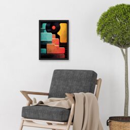 Artery8 Retro DJ Decks Vintage Style Abstract Turntable Print Artwork Framed Wall Art Print A4 in Black - thumbnail 2