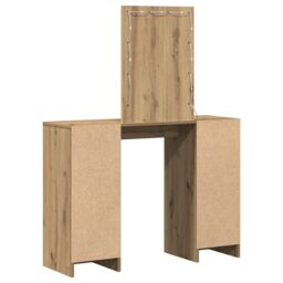 Berkfield Home Dressing Table with LED Lights Artisan Oak 102x33x135 cm in Brown - Size: 102 x 33 x 135 cm - thumbnail 7