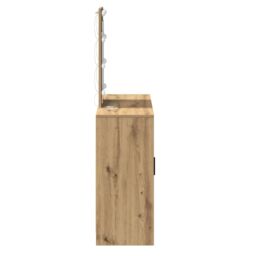 Berkfield Home Dressing Table with LED Lights Artisan Oak 102x33x135 cm in Brown - Size: 102 x 33 x 135 cm - thumbnail 6