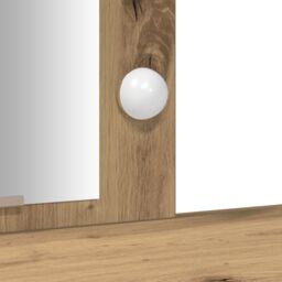 Berkfield Home Dressing Table with LED Lights Artisan Oak 102x33x135 cm in Brown - Size: 102 x 33 x 135 cm - thumbnail 8