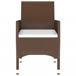 Berkfield Home 3 Piece Garden Bistro Set Poly Rattan & Tempered Glass Brown - thumbnail 4