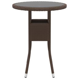 Berkfield Home 3 Piece Garden Bistro Set Poly Rattan & Tempered Glass Brown - thumbnail 6