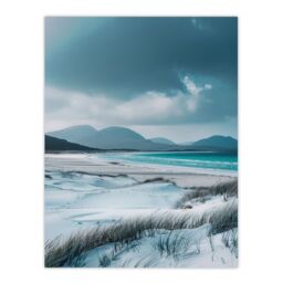 "Artery8 Isle Harris Scotland White Sand Luskentyre Beach Wall Art Print in Blue - Size: W24"" x H32""" - thumbnail 1