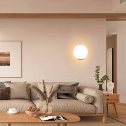 Pheashine Modern Glass Sphere Wall Lamp 15cm E27 Lamp Holder in White - thumbnail 7