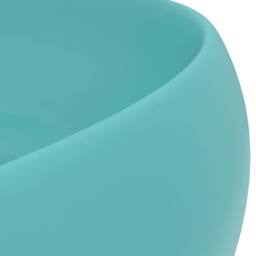 Berkfield Home Luxury Wash Basin Round Matt Light Green 40x15 cm Ceramic - thumbnail 5