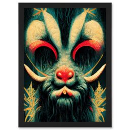 Artery8 Christmas Krampus Beast Alpine Folklore Artwork Framed Wall Art Print A4 in Black - thumbnail 1