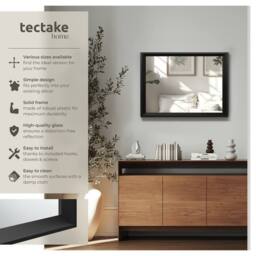 tectake Wall Mirror Elina in Black - Size: 50 cm x 70 cm - thumbnail 2