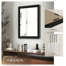 tectake Wall Mirror Elina in Black - Size: 50 cm x 70 cm - thumbnail 4