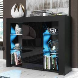 Creative Furniture Harbor Sideboard 97cm - Black with Gloss Doors & LED Lights