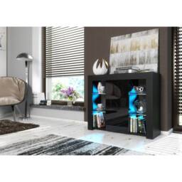 Creative Furniture Harbor Sideboard 97cm - Black with Gloss Doors & LED Lights - thumbnail 2
