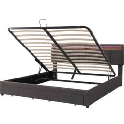 Matteo Super King Upholstered Bed with LED Lighting - Grey Linen - thumbnail 9