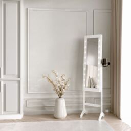 CARME HOME Zoey White Full Length LED Mirror Jewellery Cabinet - thumbnail 1