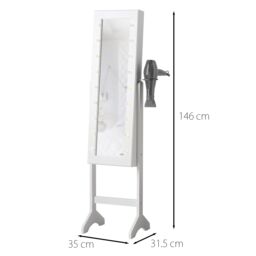 CARME HOME Zoey White Full Length LED Mirror Jewellery Cabinet - thumbnail 8
