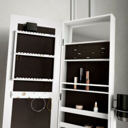 CARME HOME Zoey White Full Length LED Mirror Jewellery Cabinet - thumbnail 4