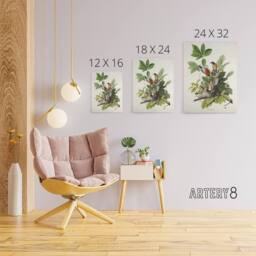"Artery8 American Robin Birds Nest Audubon Nature Canvas Wall Art in White - Size: W18"" x H24""" - thumbnail 4