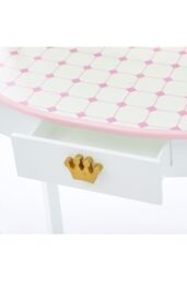 Teamson Kids Dreamland Castle Wooden Kids Vanity Table Play Set, Pink/White in Pink - thumbnail 6