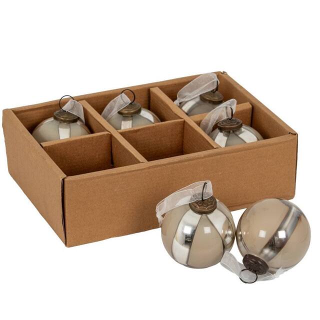 Lemon Pavilion Furniture and Decor Ombre Baubles (Set of 6) - Glass - L8 x W8 x H8 cm - Silver - image 1