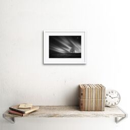 "Artery8 Wall Art Print Lone Tree Landscape Aurora Black White Framed - Size: W7"" x H9""" - thumbnail 2