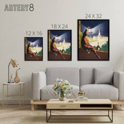 "Artery8 Benedictine Wine Vintage Advert Framed Canvas Wall Art Print Cappiello - Size: W12"" x H16""" - thumbnail 4