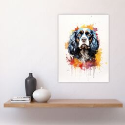 "Artery8 Wall Art Print King Charles Spaniel Lovers Gift Watercolour Pet Portrait Painting Artwork Poster - Size: W18"" x H24""" - thumbnail 4