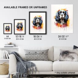 "Artery8 Wall Art Print King Charles Spaniel Lovers Gift Watercolour Pet Portrait Painting Artwork Poster - Size: W18"" x H24""" - thumbnail 3