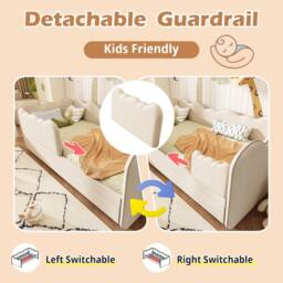 BTM Beige Linen 3FT Daybed with Trundle & Slatted Frame - thumbnail 5