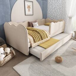 BTM Beige Linen 3FT Daybed with Trundle & Slatted Frame - thumbnail 9