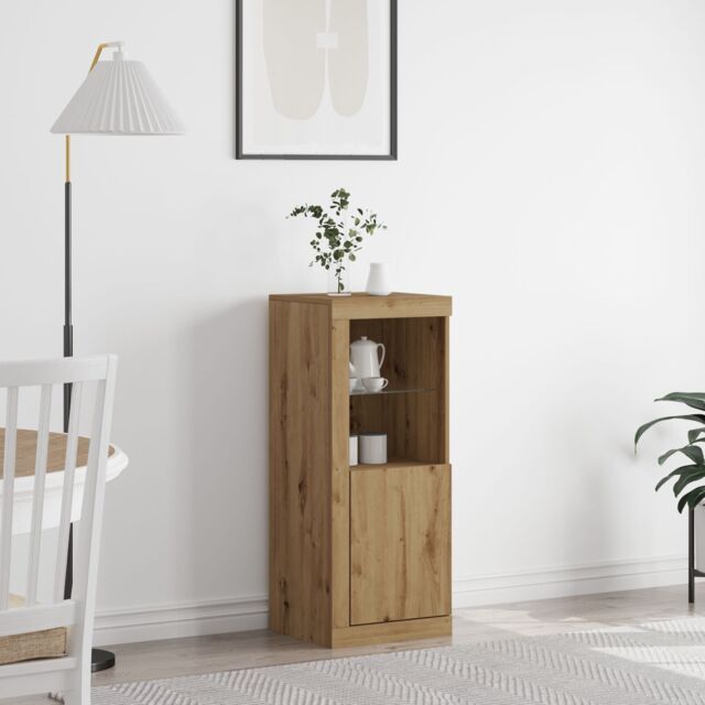 Berkfield Home Sideboard with LED Lights Artisan Oak 41x37x100 cm in Brown - Size: 41 x 37 x 100 cm - image 1