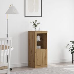Berkfield Home Sideboard with LED Lights Artisan Oak 41x37x100 cm in Brown - Size: 41 x 37 x 100 cm - thumbnail 1