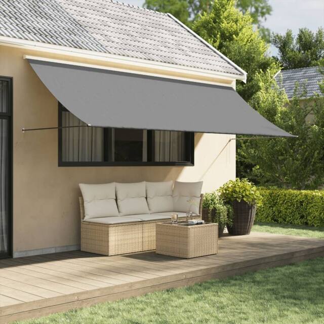 Berkfield Home Retractable Awning Anthracite 350x150 cm Fabric & Steel in Black - image 1