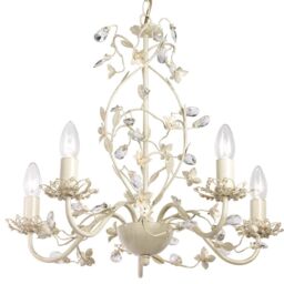 Loops Hanging Flush Ceiling Pendant 5 Light CREAM GOLD Chandelier Lamp Bulb Holder