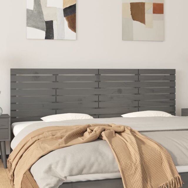 Berkfield Home Wall Headboard Grey 206x3x63 cm Solid Wood Pine - Size: 206 x 3 x 63 cm - image 1