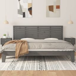 Berkfield Home Wall Headboard Grey 206x3x63 cm Solid Wood Pine - Size: 206 x 3 x 63 cm - thumbnail 3