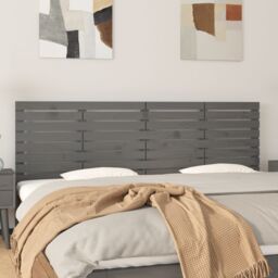 Berkfield Home Wall Headboard Grey 206x3x63 cm Solid Wood Pine - Size: 206 x 3 x 63 cm - thumbnail 1