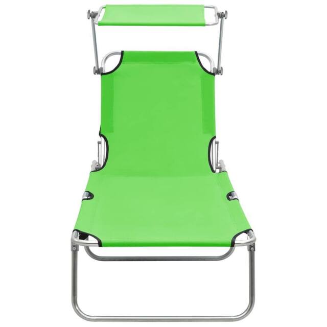 Berkfield Home Cosy Folding Sun Lounger with Canopy Green Aluminium - image 1